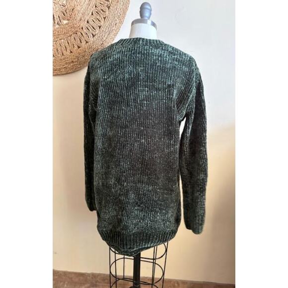 Woman Within Chenille Sweater Green Plush Knit Pullover Size 14/16 M Cozy Soft - Picture 4 of 6
